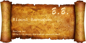 Biacsi Barnabás névjegykártya